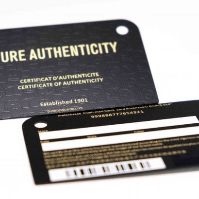 Certificate of Authenticity Cards - Pure Metal Cards