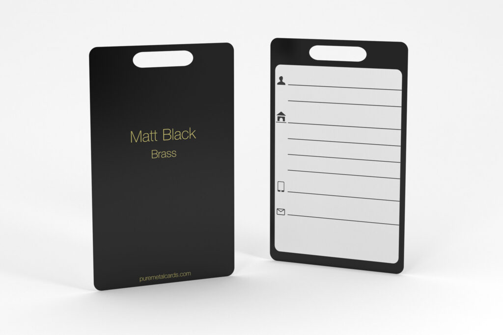 Pure Metal Cards - matt black brass - metal luggage tag