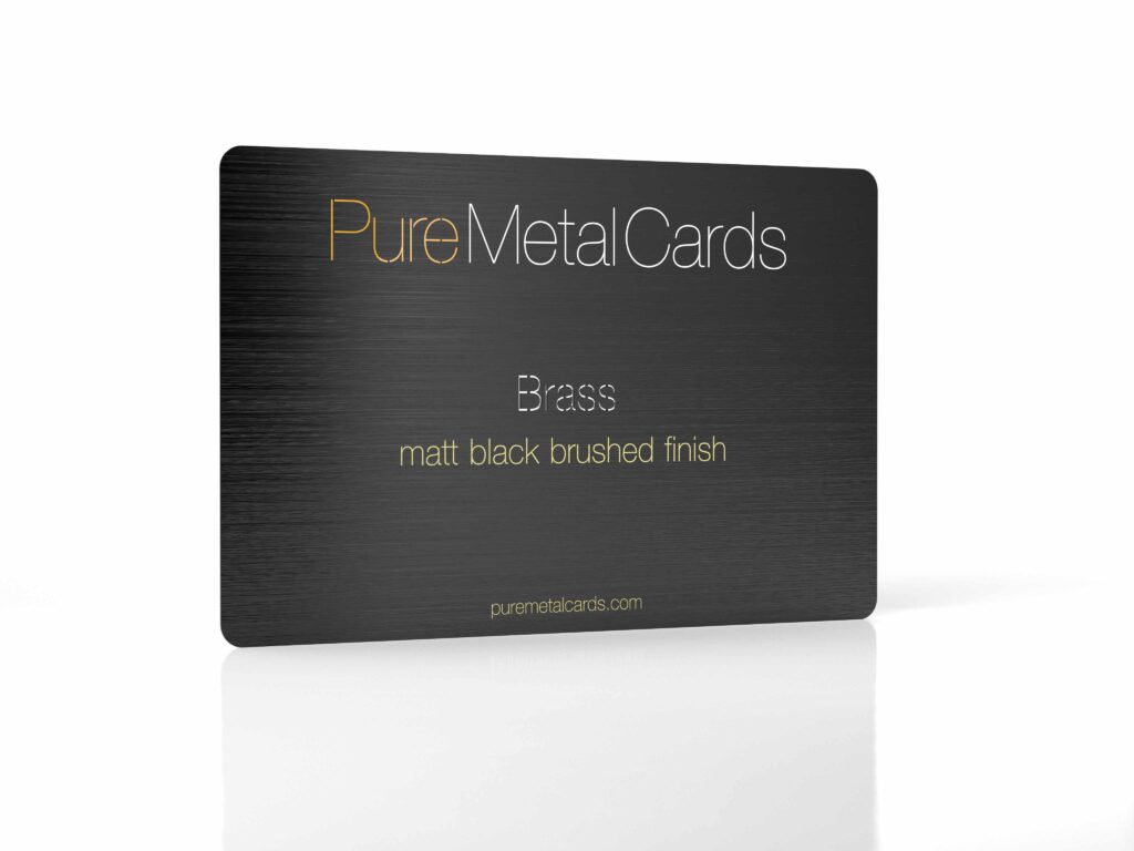 Pure Metal Cards - matt black brushed brass - metal business card