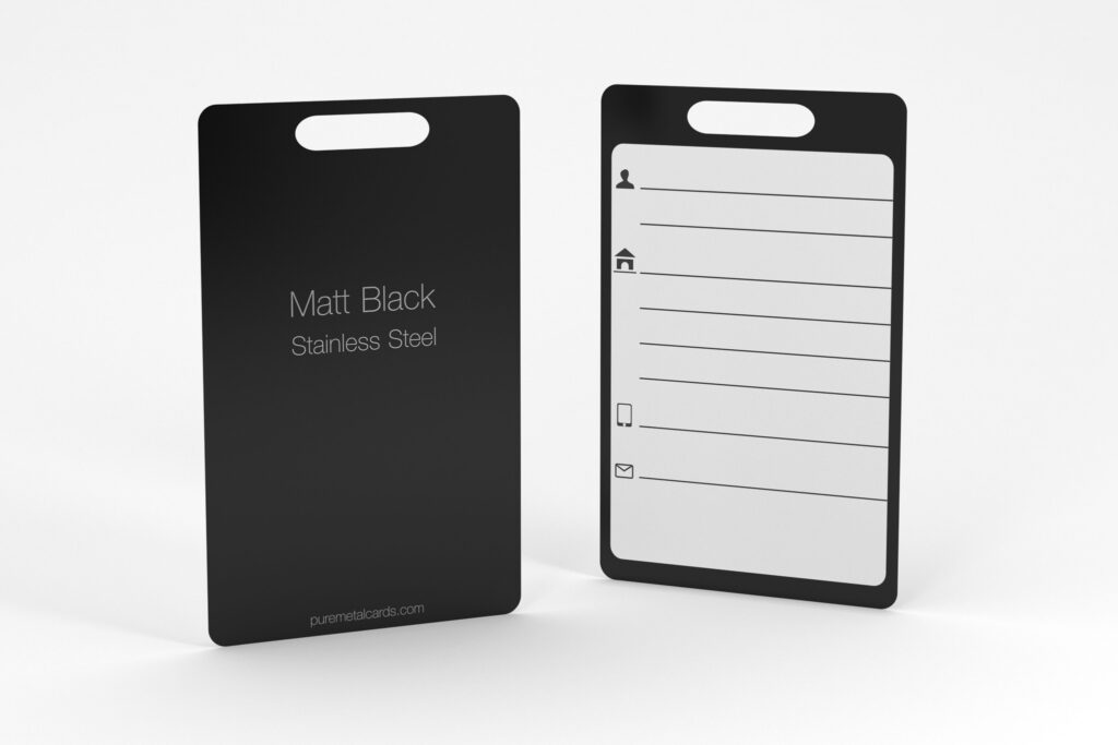 Pure Metal Cards - matt black stainless steel - metal luggage tag