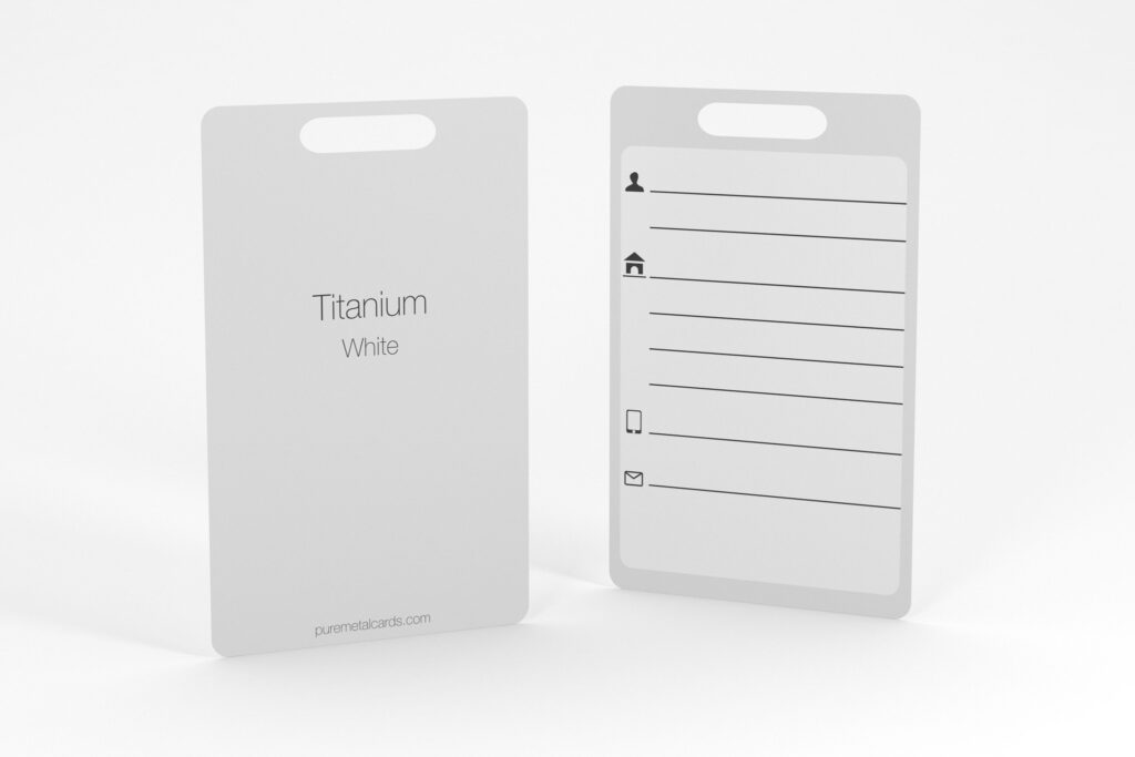 Pure Metal Cards - white titanium - metal luggage tag